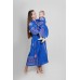 Boho Style Ukrainian Embroidered Mother + Daughter Set Blue with Red Embroidery